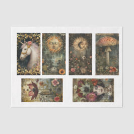Papel De Seda Seis Imágenes Oscuras Rústicas Fantasía Decoupage 
