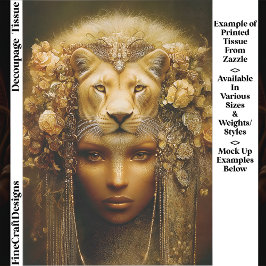 Papel De Seda Sekhmet Lioness Goddess Portrait EW1Z Decoupage