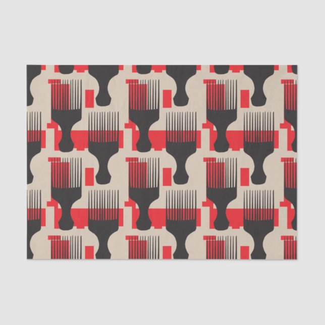 Papel De Seda Selección roja del Afro del peine del pelo negro (Anverso)