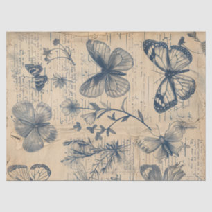 Papel De Seda Sello de mariposa de tinta monocromo retro