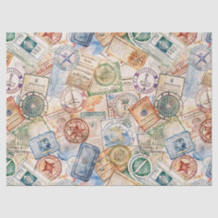Papel De Seda Sello de Pasaporte Rústico Patrón de Viaje (9)