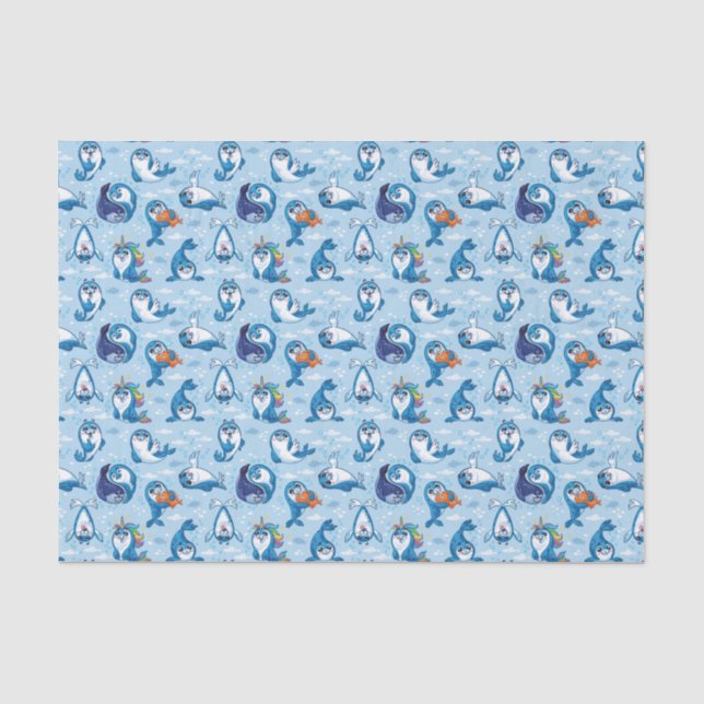 Papel De Seda Sellos de bebé azul (Anverso)