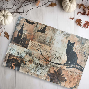 Papel De Seda Sellos de Gato Negro Vintage Halloween Decoupage