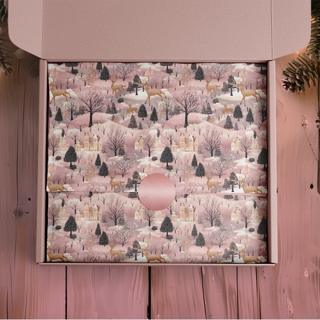 Papel De Seda Selva de ciervos rosados con nieve (Subido por el creador)
