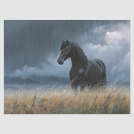 Papel De Seda Semental Friesian Negro Decoupage Dramático