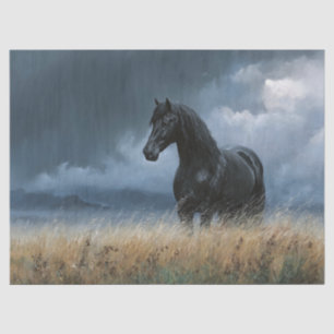 Papel De Seda Semental Friesian Negro Decoupage Dramático