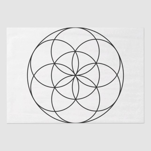 Papel De Seda Semilla de la vida Geometría sagrada en blanco y n (Anverso)