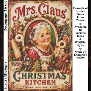 Papel De Seda Señal de cocina retro de Navidad FQ5 Decoupage