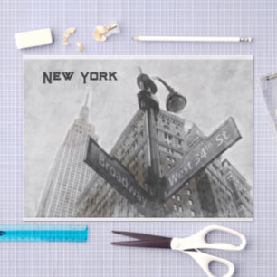 Papel De Seda Señal de esquina de Broadway de color de agua