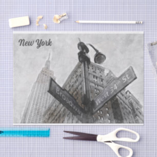 Papel De Seda Señal de esquina de Broadway de color de agua