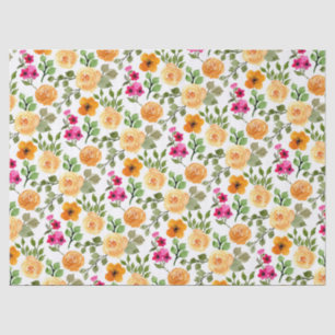 Papel De Seda Sencilla fiesta de cumpleaños floral rosa naranja