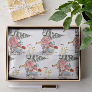Papel De Seda Señora de la Vintage de 1950, con saludos navideño
