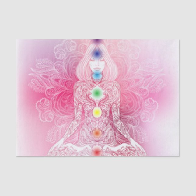 Papel De Seda Señora rosada de siete Chakras (Anverso)