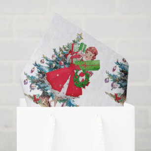 Papel De Seda Señora vintage de Navidad de 1950