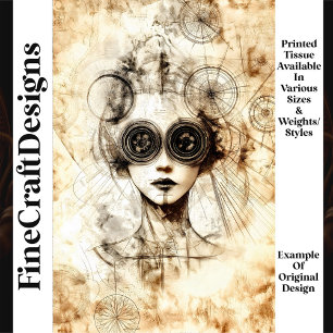 Papel De Seda Señora Vintage Misteriosa Steampunk N5 Decoupage