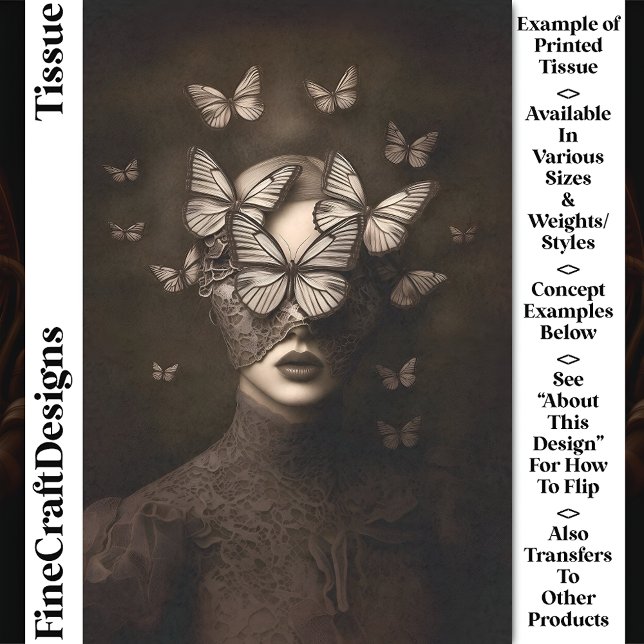 Papel De Seda Sepia Lace & Butterflies Blindfold CR7 Decoupage (Subido por el creador)