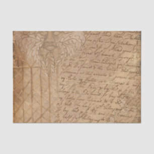 Papel De Seda Sepia Vintage Lattice y Script