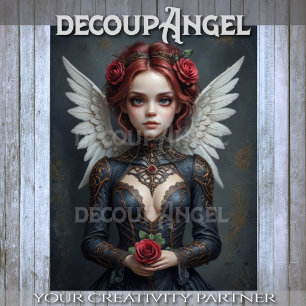 Papel De Seda Serafín de Rosa Oscura Decoupage