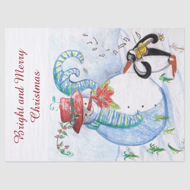 PAPEL DE SEDA SERENADE INVIERNO DE SNOWMAN Y PENGUIN (Anverso)