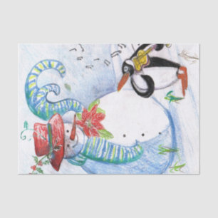 PAPEL DE SEDA SERENADE INVIERNO DE SNOWMAN Y PENGUIN