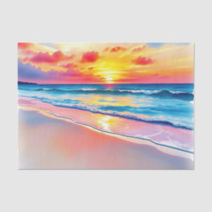 Papel De Seda Serene Beach Sunset con vibrantes reflexiones
