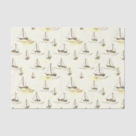 Papel De Seda Serene Beige Vela Bote con motivos marítimos