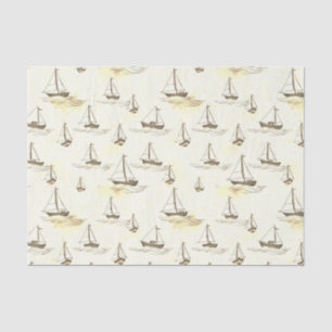 Papel De Seda Serene Beige Vela Bote con motivos marítimos