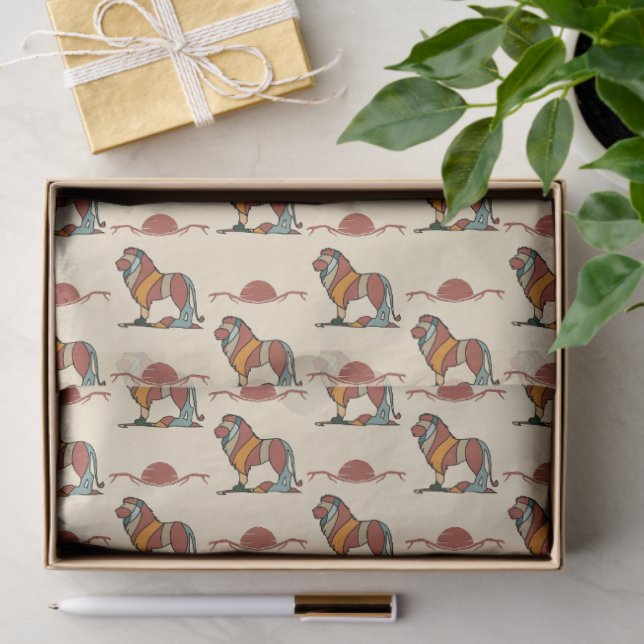 Papel De Seda Serene Savanna Kind Lion Abstract Pattern (Regalo )