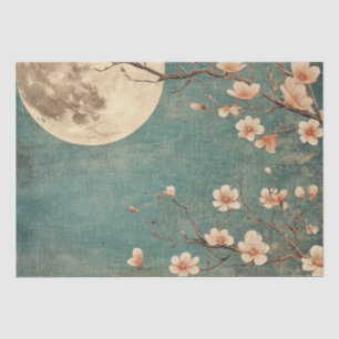 Papel De Seda Serenidad con flores de cerezo iluminadas por luna