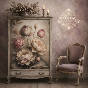Papel De Seda Serenidad Floral de Loto Elegante Decoupage