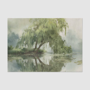 Papel De Seda Sereno Arte de Reflexión del Sauce (5)