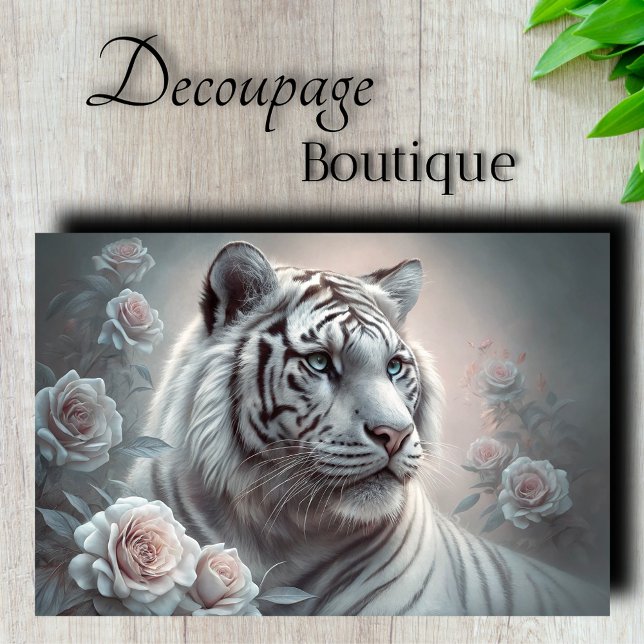 Papel De Seda Sereno Tigre Decoupage (Serene Tiger Decoupage Tissue Paper)