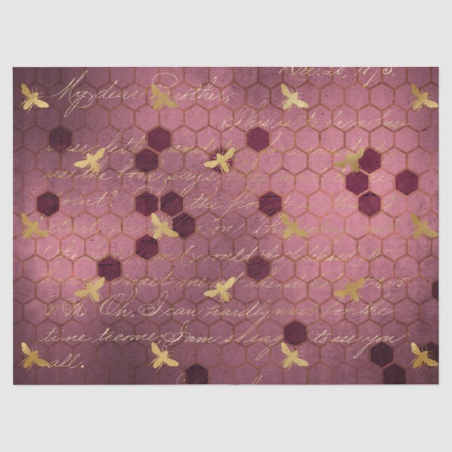 Papel De Seda Serie Burgundy Bee Diseño Dos (Anverso)