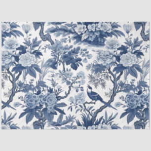 Papel De Seda Serie Chinoserie Azul y Blanco Diseño 4