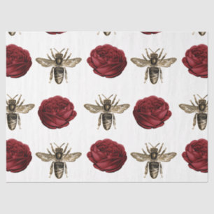 Papel De Seda Serie de Abejas Rosa Roja Diseño 24