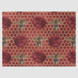 Papel De Seda Serie de abejas Rosa Roja Diseño 29
