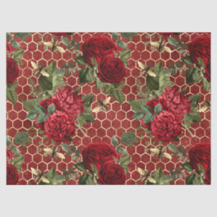 Papel De Seda Serie de abejas Rosa Roja Diseño 45