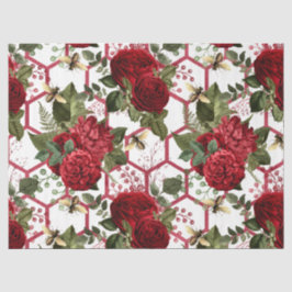 Papel De Seda Serie de abejas Rosa Roja Diseño 49
