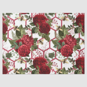 Papel De Seda Serie de abejas Rosa Roja Diseño 49