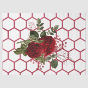 Papel De Seda Serie de abejas Rosa Roja Diseño 65