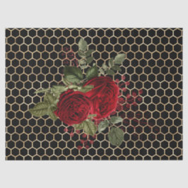 Papel De Seda Serie de abejas Rosa Roja Diseño 68