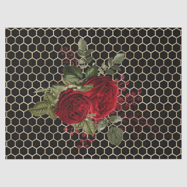Papel De Seda Serie de abejas Rosa Roja Diseño 68 (Anverso)