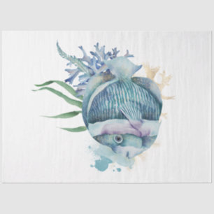 Papel De Seda Serie de Acuarela Subacuática Diseño 10