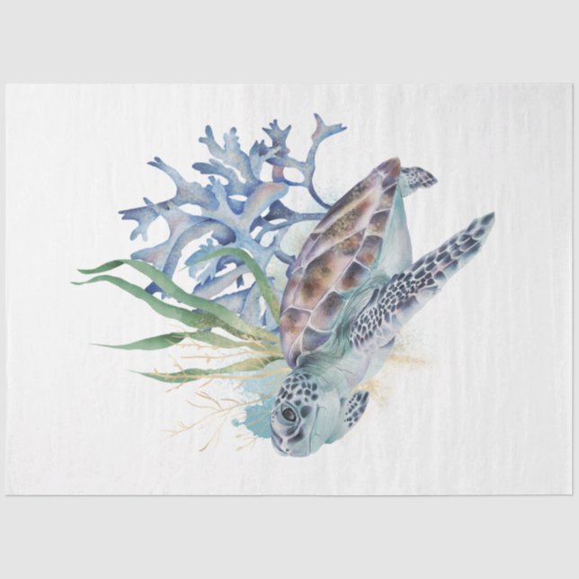 Papel De Seda Serie de Acuarela Subacuática Diseño 6 (Anverso)