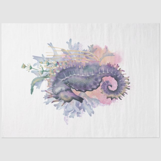 Papel De Seda Serie de Acuarela Subacuática Diseño 9 (Anverso)