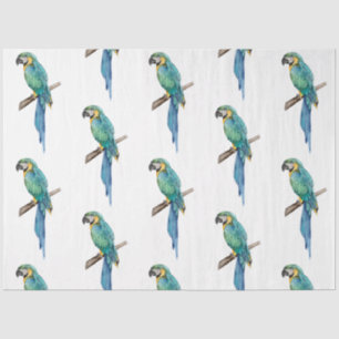 Papel De Seda Serie de aves tropicales: diseño de guacamayo azul
