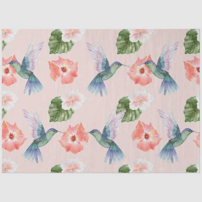 Papel De Seda Serie de aves tropicales : Hummingbird Design 4 (Anverso)