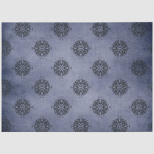 Papel De Seda Serie de Damasco Azul Gótico Diseño 1