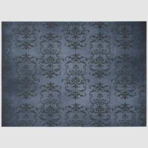 Papel De Seda Serie de Damasco Azul Gótico Diseño 11