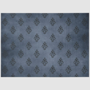 Papel De Seda Serie de Damasco Azul Gótico Diseño 7